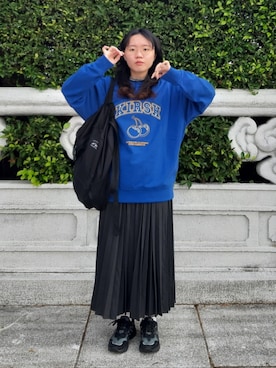 「blue」｜「アイテム（スカート）」を使った、Wuuuuu さん（レディース・151cm）の冬コーディネート