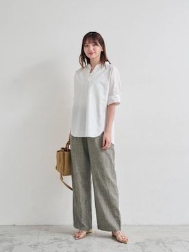「ビジネス」｜「アイテム（サンダル）」を使った、上田（ueda）さん（レディース・165cm）の夏コーディネート