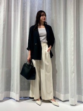 「green label relaxing（グリーンレーベルリラクシング）のアイテム」を使った、上田（ueda）さん（レディース・165cm）の春コーディネート