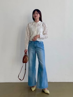 「green label relaxing（グリーンレーベルリラクシング）のアイテム（パンツ）」を使った、上田（ueda）さん（レディース・165cm）の冬コーディネート