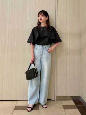 「green label relaxing（グリーンレーベルリラクシング）のアイテム」を使った、上田（ueda）さん（レディース・165cm）の夏コーディネート