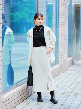 「green label relaxing（グリーンレーベルリラクシング）のアイテム（ピアス（両耳用））」を使った、上田（ueda）さん（レディース・165cm）の秋コーディネート