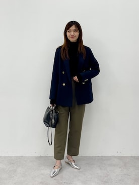 「green label relaxing（グリーンレーベルリラクシング）の［size SHORTあり］Greed グリード ダブル ジャケット -ウォッシャブル・防シワ-（テーラードジャケット）」を使った、上田（ueda）さん（レディース・165cm）の秋コーディネート