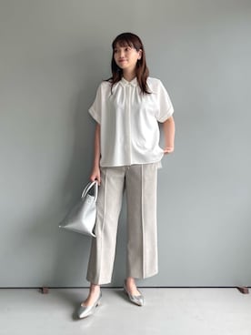 minuitere 襟付きショートスリーブシャツ Lui's（ルイス）の「サテンオープンカラーショートスリーブ