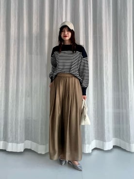 「green label relaxing（グリーンレーベルリラクシング）のアイテム（パンツ）」を使った、上田（ueda）さん（レディース・165cm）の春コーディネート