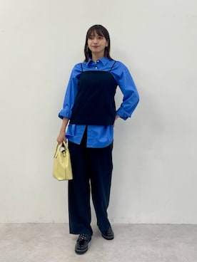 「green label relaxing（グリーンレーベルリラクシング）のアイテム（スラックス）」を使った、上田（ueda）さん（レディース・165cm）の冬コーディネート