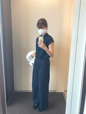 「H&M（エイチ・アンド・エム）のアイテム（ノーカラーコート）」を使った、monさん（レディース・155cm）の夏コーディネート