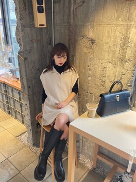 「H&M（エイチ・アンド・エム）のアイテム（ワンピース/ドレス）」を使った、谷川菜奈さん（レディース・153cm）の秋コーディネート