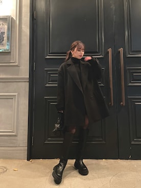 「BOTTEGA VENETA（ボッテガヴェネタ）のアイテム（バッグ）」を使った、谷川菜奈さん（レディース・153cm）の冬コーディネート