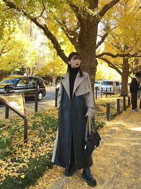 「CHANEL（シャネル）のアイテム（ショルダーバッグ）」を使った、谷川菜奈さん（レディース・153cm）の冬コーディネート