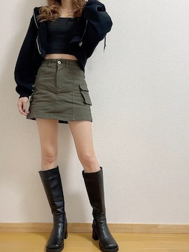 「GRL」｜「アイテム（パーカー）」を使った、Airiさん（レディース・160cm）の冬コーディネート