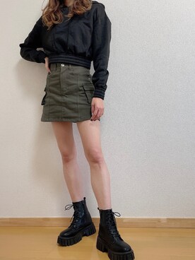 「GRL」｜「アイテム（パーカー）」を使った、Airiさん（レディース・160cm）の冬コーディネート