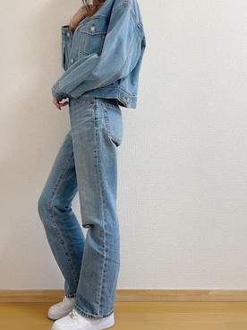 「AIR FORCE 1」｜「アイテム（デニムジャケット）」を使った、Airiさん（レディース・160cm）の冬コーディネート