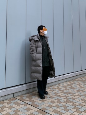 「MAISON SPECIAL（メゾンスペシャル）のアイテム（モカシン/デッキシューズ）」を使った、MYさん（メンズ・172cm）の冬コーディネート