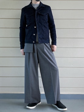 「Clarks（クラークス）のアイテム（スリッポン）」を使った、karn1outfit1さん（メンズ・164cm）の秋コーディネート