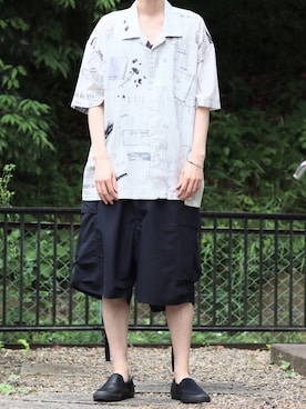 「Graphpaper（グラフペーパー）のアイテム（カーゴパンツ）」を使った、マサラティさん（メンズ・173cm）の夏コーディネート