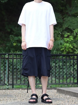 「Graphpaper（グラフペーパー）のアイテム（カーゴパンツ）」を使った、マサラティさん（メンズ・173cm）の夏コーディネート