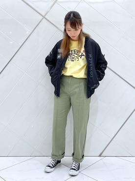 「秋先取りコーデ」｜「アイテム（MA-1）」を使った、ｍａｙｕｋｏさん（レディース・165cm）の秋コーディネート
