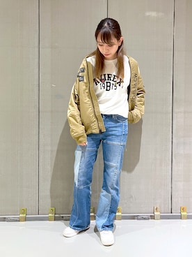 「秋先取りコーデ」｜「アイテム（MA-1）」を使った、ｍａｙｕｋｏさん（レディース・165cm）の秋コーディネート