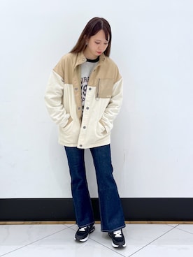 「アイテム（その他アウター、ホワイト系）」を使った、ｍａｙｕｋｏさん（レディース・165cm）の春コーディネート