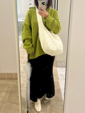 「マーメイドスカート」｜「アイテム（ダウンベスト）」を使った、ikumizuさん（レディース・157cm）の秋コーディネート