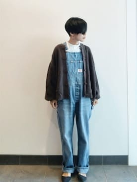 「ehka sopo（エヘカソポ）のチャイナ釦カーディガン（カーディガン/ボレロ、グレー系）」を使った、裕輔さん（レディース・161cm）の秋コーディネート