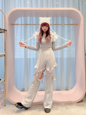 「リブニット」｜「アイテム（スウェットパンツ）」を使った、𝒮𝒶𝓎𝒶𝓀𝒶さん（レディース・154cm）の秋コーディネート