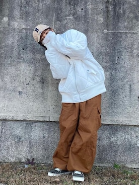 「ストリートファッション」｜「アイテム（MA-1）」を使った、Nylaus officialさん（レディース・158cm）の冬コーディネート