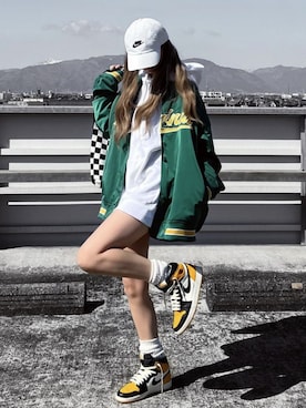 「ストリートファッション」｜「アイテム（スタジャン）」を使った、Nylaus officialさん（レディース・156cm）の春コーディネート
