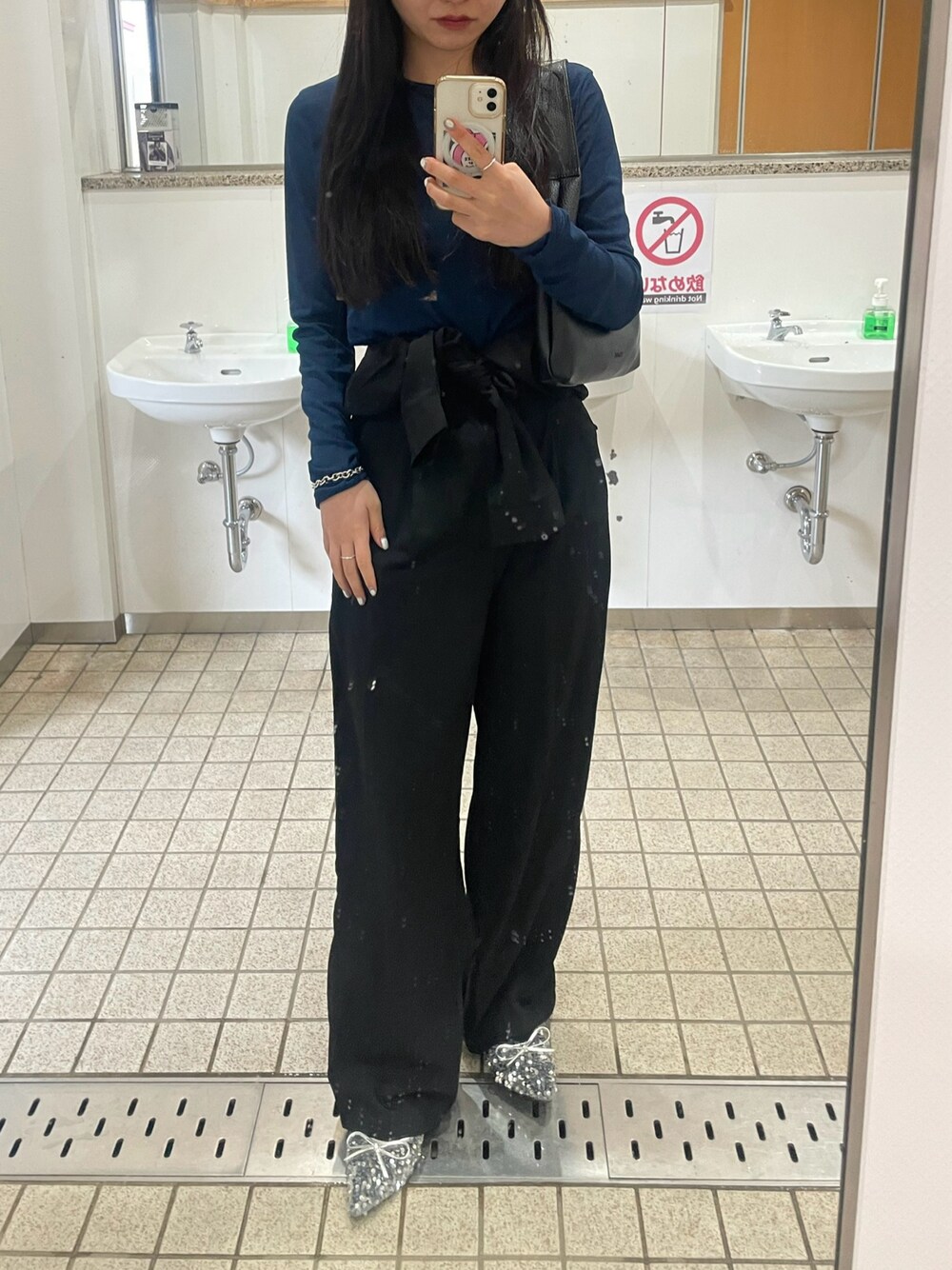 「シンプルコーデ、シアートップス、きれいめカジュアル、今日のコーデ、夏コーデ、パンツコーデ、カジュアルスタイル、シンプル、オーバーサイズ、ジャンプスーツ、シルバー」｜「rakutenのアイテム（Tシャツ/カットソー、ブルー系）」を使った、ㅤㅤㅤㅤㅤㅤㅤㅤㅤㅤㅤㅤㅤさん（レディース・171cm）の春コーディネートの1枚目の写真