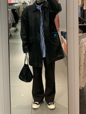 「チャックテイラー」｜「アイテム（ライダースジャケット）」を使った、ㅤㅤㅤㅤㅤㅤㅤㅤㅤㅤㅤㅤㅤさん（レディース・169cm）の冬コーディネート