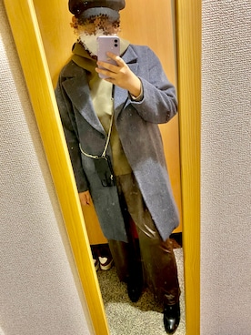 「GU（ジーユー）のアイテム（ジャケット/アウター、ブルー系）」を使った、ふとっちょさん（レディース・163cm）の秋コーディネート