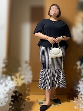 「SHEINのアイテム（サンダル、ブラック系）」を使った、ふとっちょさん（レディース・163cm）の夏コーディネート