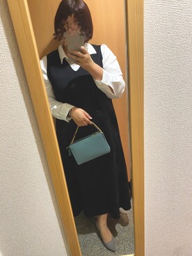「UNIQLO（ユニクロ）のアイテム（ワンピース、ブラック系）」を使った、ふとっちょさん（レディース・163cm）の春コーディネート
