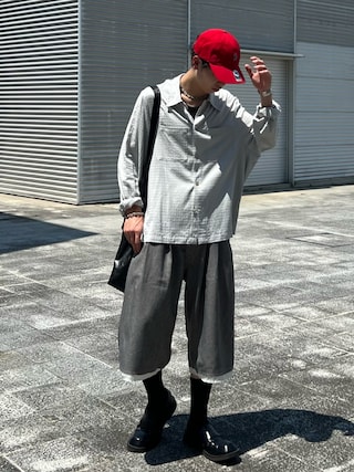 「WYM LIDNM（ウィム バイ リドム）のRAYON JACQUARD CROPPED SHIRT（シャツ/ブラウス）」を使った、kenさん（メンズ・175cm）の夏コーディネート