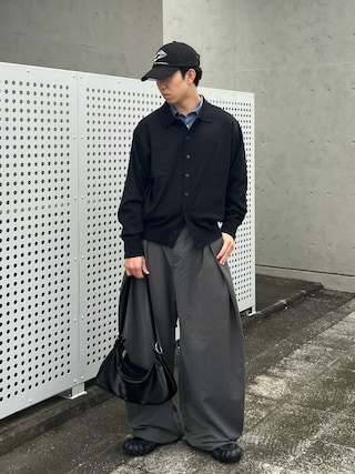 「WYM LIDNM（ウィム バイ リドム）のT/C BASIC KNIT SHIRT CARDIGAN（シャツ/ブラウス）」を使った、kenさん（メンズ・175cm）の秋コーディネート