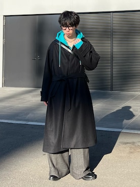 「アイテム（ステンカラーコート）」を使った、kenさん（メンズ・175cm）の冬コーディネート