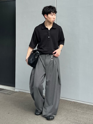「soerte(ソエルテ)の3TUCK WIDE BALLOON TROUSERS/3タックワイドバルーントラウザー(スラックス)」を使った、kenさん(メンズ・175cm)の秋コーディネート