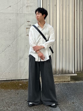 「LUENNA（ルエナ）の【LUENNA】2-Tuck Wide Sweat Pants / 2タックワイドスウェットパンツ（スウェットパンツ、グレー系）」を使った、kenさん（メンズ・175cm）の春コーディネート
