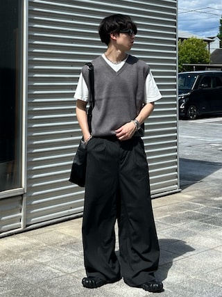 「CIAOPANIC TYPY（チャオパニックティピー）の【WEB限定】【UNISEX】サマーニットベスト（ベスト）」を使った、kenさん（メンズ・175cm）の夏コーディネート