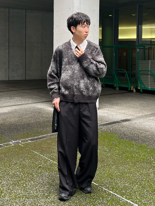Center press two tuck wide straight slacks / センタープレス
