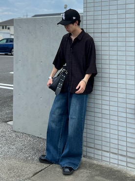 「CALLNE（カルネ）の【CALLNE】1Tuck Wide Straight Deinm / 1タックワイドストレートデニム（12.8oz）（デニムパンツ）」を使った、kenさん（メンズ・175cm・20代）の夏コーディネート