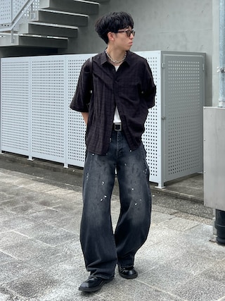 「SINSS（シンス）のCheck sheer HS shirt / チェックシアーハーフスリーブシャツ（シャツ/ブラウス）」を使った、kenさん（メンズ・175cm）の夏コーディネート