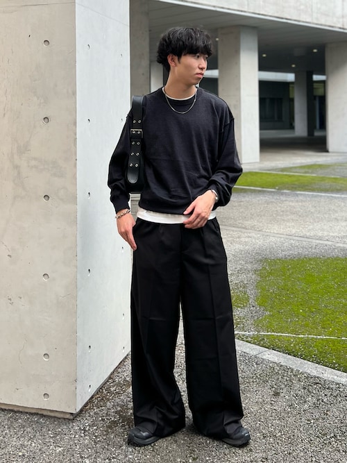 2タックワイドストレートスラックス　SINSS Center press two tuck wide straight slacks / センタープレス