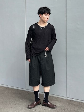 「SINSS(シンス)のSlub crew neck LS T-shirt / スラブクルーネックロングスリーブT(ニット/セーター)」を使った、kenさん(メンズ・175cm)の秋コーディネート