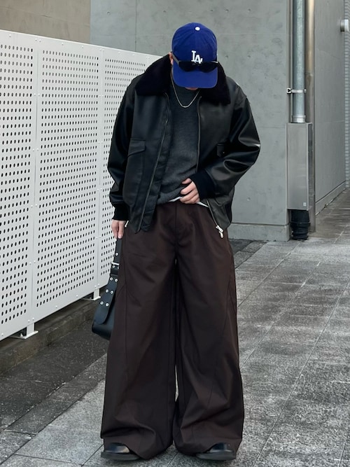super wide baggy polyester slacks / スーパーワイドバギー