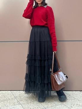 「アイテム（ハンチング/ベレー帽）」を使った、ふなさん（レディース・159cm）の秋コーディネート