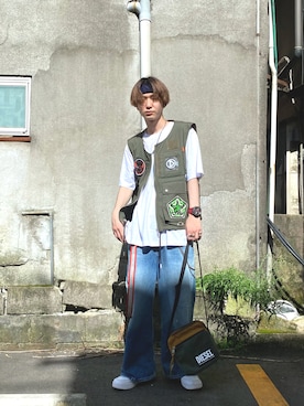 「DIESEL（ディーゼル）のアイテム（ブルゾン）」を使った、Hanedaさん（メンズ・181cm）の夏コーディネート