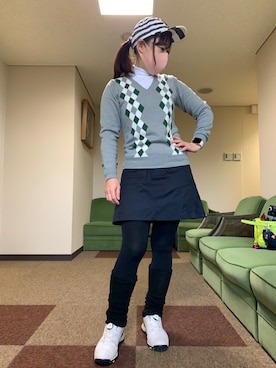 「PEARLY GATES（パーリーゲイツ）のアイテム（スカート）」を使った、qurocheさん（レディース・156cm）の冬コーディネート