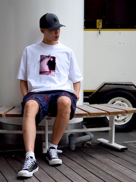 「Back Channel（バックチャンネル）のアイテム（キャップ）」を使った、Back Channel®︎さん（メンズ・183cm）の夏コーディネート